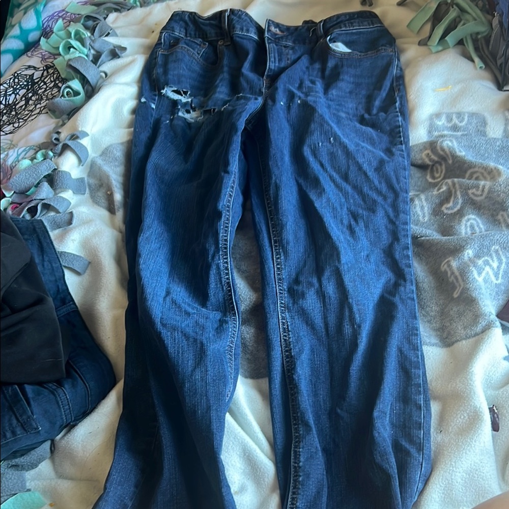 Distressed Blue Jeans